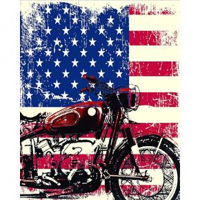 DEESAYG Diamond Art Painting American Flag and Motorcycle Kit for a Adults Full Drill Paint with Diamond Art DIY Scenery Painting by Number Kits Art Wall Home Decor-12x16inch(30x40cm)