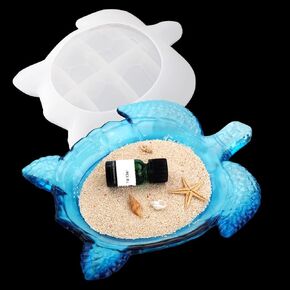 Turtle Shape Resin Molds Tray Molds Sea Turtle Silicone Casting Moulds Tortoise Storage Box Molds for Resin Epoxy DIY Candle Soap Holder Jewelry Box Making (1pc Resin Mold)