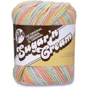 Lily Sugar 'N Cream The Original Ombre Yarn, 2oz, Gauge 4 Medium, 100% Cotton, Butter Cream - Machine Wash & Dry