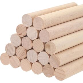 MECCANIXITY Wooden Dowel Rods Wood Sticks, 4"x0.59" Round Wooden Dowels Rod for DIY, Arts Decoration, Crafts Wand, Handmade Small House Rods, Pack of 20