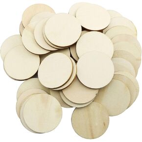 Tegg 1.5 Inch Natural Wood Slices 50PCS Unfinished Rustic Round Wood Cutouts for DIY Crafts