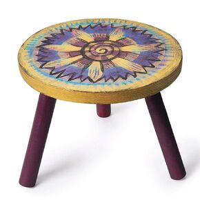 S&S Worldwide Unfinished DIY 3-Legged Wood Stool, Easy to Assemble, Birch Veneer Top, Stain or Paint to Finish, 9" D top x 7" H overall