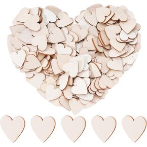 200 قطعة من obmwang قلوب خشبية غير مكتملة مقاس 1 بوصة للحرف اليدوية، زخارف قلب خشبية طبيعية مقطوعة وشرائح قلب خشبية فارغة لعيد الميلاد وعيد الحب وحفلات الزفاف والحرف اليدوية اليدوية in Kuwait