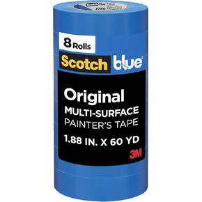 Scotch Painter's Tape Original Multi-Surface Painter's Tape, 1.88 Inches x 60 Yards, 8 Rolls, Blue, Tape Protects Surfaces and Removes Easily, Multi-Surface Painting Tape for Indoor and Outdoor Use