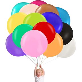 15pcs 24 Inch Balloons Large Assorted Balloons Thick Latex Heavy Duty Balloon Round Big Giant Globos Grandes Huge XXL Jumbo stuffing Colorful Ballons Wedding Birthday Rainbow Party Decorations