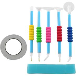 JCBIZ 16 in 1 Diamond Painting Tool Kit Diamond Drawing Elbow Point Drill Pen Replacement Pen Head with Roller, Adhesive Tape Roll and Earth Scrap for Rhinestone Painting Accessories