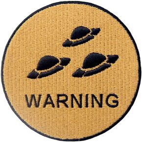 Warning X Files UFO Appear Patch Embroidered Applique Iron On Sew On Emblem
