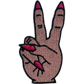 Hot Pink Nail Patch, Size 3" Sew On Patches, Hand Sign Patches for Clothes Jeans Backpacks Hats, Applique Patches, Embroidery Iron On Patches for Clothes, Beautiful Gifts for Women Girls