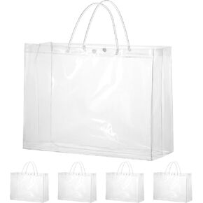 woric 15 Pack Large Clear Gift Bags with Handle, 16"X6"x12" Large Plastic Bag Christmas Gift Bags Shopping Bags For Small Business Gifts Wedding Party Favors Christmas