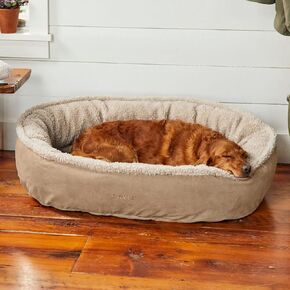 Orvis ComfortFill-Eco Fleece Wraparound Dog Bed - Soft Dog Beds with 360-Degree Support for Small, Medium, Large Dogs, Khaki - S