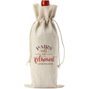 Funny Retirement Wine Bag Happy Retirement Gifts for Woman Men Wine Bags Pairs Well With Retirement Retired Gifts for Women Leaving Gifts for Best Friends Coworkers Boss Nurse Teachers in Saudi Arabia
