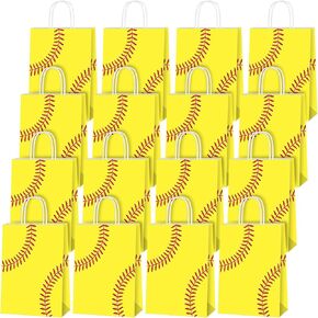 durony 16 Pieces Football Gift Bags with Handles Football Goodie Bags Party Favor Bags Football Treat Bags Candy Snack Bags for Party Supplies