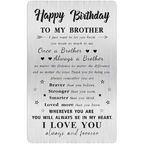 Alotozo Grateful Brother Gifts - Engraved Wallet Card Inserts to My Brother - Christmas Gift for Brother