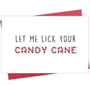 Naughty Christmas Card for Husband, Cheeky Xmas Card for Boyfriend, Let Me Lick Your Candy Cane