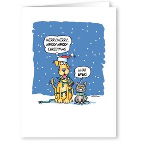 Stonehouse Collection |The Difference Between Dogs & Cats | Funny Christmas Card | 18 Boxed Funny Dog & Cat Cards and Envelopes (Standard)