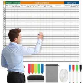 Lincia Extra Large Project Management Make Ready White Board Kit, 36x45 Inch Dry Erase Apartment Make Ready Checklist Schedule Board Office Visual Work Project Board for Scheduling Tracking Progress