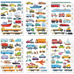 24 Sheet/372pcs Cars and Trucks Stickers, Engineering Vehicle Decals Kids Transportation Stickers Construction Truck Stickers for Toddler Boys and Girls Gifts