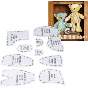 DIY Bear Sewing Pattern Set with Acrylic Templates, Easy Cutting for Quilting Tools, Reusable Bear Templates for Doll Making (L 15inch)