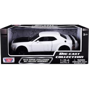2018 Dodge Challenger SRT Hellcat Widebody White with Black Hood 1/24 Diecast Model Car by Motormax 79350