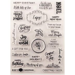 TIAMECH عطلة الكلمات طوابع واضحة لصنع بطاقة عيد الميلاد السنة الجديدة ختم سيليكون شفاف لتقوم بها بنفسك لوازم سكرابوكينغ النقش ورقة بطاقة الألبوم in Kuwait