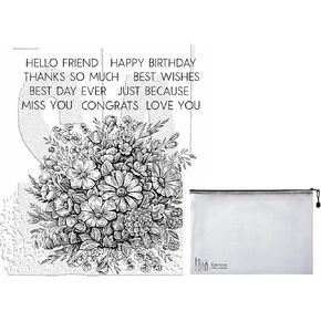 Tim Holtz Stampers Anonymous Floristry Cling Stamp with Grid Block CMS485, July 2024 Release, Carnora Mesh Storage Bag
