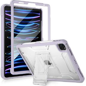 حافظة حماية بمسند من VIKESI لجهاز iPad Pro 12.9 الجيل السادس / الخامس / الرابع / الثالث (إصدار 2022/2021/2020/2018)، ظهر مقاوم للخدش غير لامع، إطار مقاوم للصدمات من مادة TPU، أزرق ثلجي