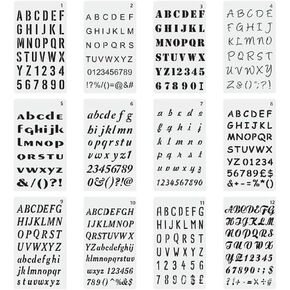 eusable Plastic Letter Template, 12 Pack, 4 x 7 Inch,Lettering Alphabet Stencil and Numbers, Bullet Journaling Stencils,for Journal Notebook Diary Scrapbook Decor