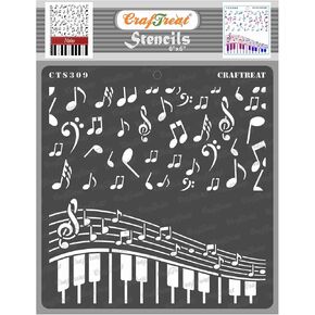 CrafTreat Reusable Music Stencils for Painting on Wood, Canvas, Paper, Fabric, Floor, Wall and Tile - Musical Stencil - 6x6 Inches - DIY Art and Craft Stencils - Music Stencil Templates Music
