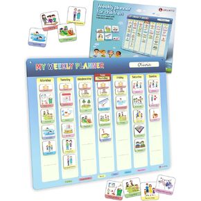 LIKARTO® Weekly Planner for Children - Montessori Magnetic Board incl 194 Magnets & Cord - Fully Writable & Wipeable - Encourages Independence