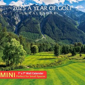 2025 A Year Of Golf Calendar | 7" x 7" | MINI Wall Calendar - Includes PGA (Majors) Tour Dates - (7"x 14" Opened)