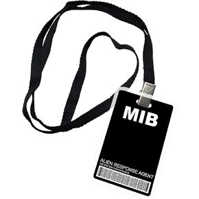 Man in Black ID Badge Holder - Waterproof Decorative Badge Props for Office, Christmas, Halloween - Breakaway Lanyard Included