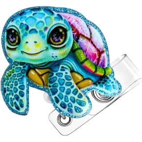 Elephant Badge Reel Cute Elephants Blue Purple Animal Retractable Clip Name Tag Holder Lanyard Bling for Nurse Pediatrics PEDS Teacher Medical Assistant Crystal Sparkly Pretty Accessories for Work