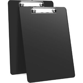 ألواح كتابة بلاستيكية صلبة مقاس 8.5 × 11 للورق بحجم A4/Letter مع مشابك منخفضة المستوى، وحلقة تعليق، وتدوين الملاحظات، والرسم، وتنظيم المستندات، ومستلزمات المدرسة المكتبية باللون الأسود، عبوة من قطعتين in Kuwait