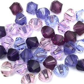 50 pcs Austrian Crystal Austria 5328 6mm Crystal Xilion Bicone Beads Rhinestones DIY Jewelry Marking Necklace Assorted Violet Amethyst Purple Colors Mix from Mychobos (Crystal-Wholesale)