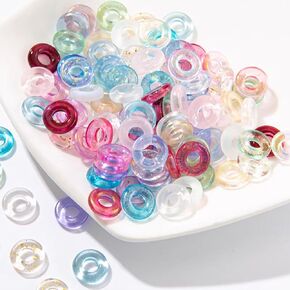 100pcs Colorful Glass Heishi Beads for Jewelry Making Flat Round Loose Spacer Crystal Beads Circle Charm for Earrings Bracelet Necklaces Making DIY Crafts Gifts