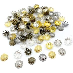 500PCS 10mm Gold Tone Flower Bead Caps Hollow Flower Bead Caps for Jewelry Making (Gold) in Kuwait