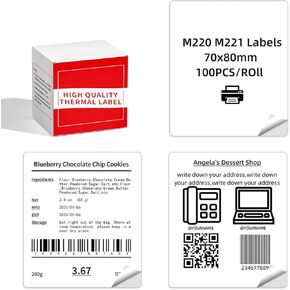 Compatible with Phomemo M110 M220 M221 Label Printer, 1.97'' x 1.18''(50 x 30mm) Thermal Label Paper, for Business, Address, Barcode, Jar, Name, Number, Price Tag, Multi-Purpose Adhesive Label Paper