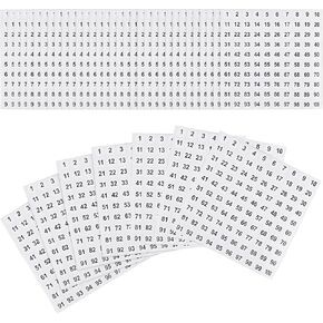 cobee 30 Sheets Small Number Stickers, 1 to 100 Round Number Self Adhesive Stickers Vinyl Small Round Labels Number Stickers Waterproof Stickers for Home Office School Classroom Storage Organizing