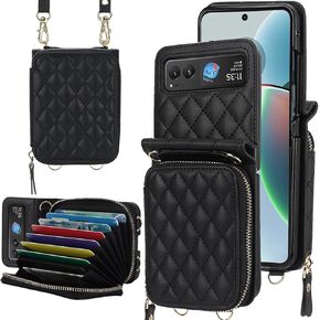 Wallet Case for Motorola Moto Razr 2023 [Not fit Razr Plus 2023], [RFID Blocking] Moto Razr 2023 Phone Case with Crossbody Strap Women Girls Leather Motorola Razr 2023 Wallet Case Rosegold