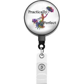 BEKECH Mary Movie Gift Poppins Flying Umbrella Retractable Badge Holder for Women Musical Mary Fans Gifts