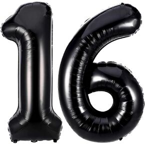 Black 19 Number Balloons, 40 Inch Giant Number 19 Balloons Foil Mylar Helium Black Number Balloons for 19th Birthday Party Supplies Anniversary Event Celebration Decorations