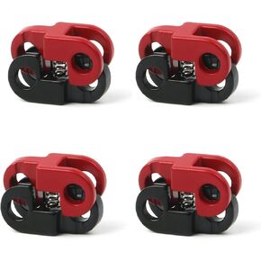 4PCS Black-Red Metal Multi-color Spring Cord Lock End Toggle Spring Cord Lock End Toggle Spring Stopper Alloy Fastener Slider Toggles Clip for Drawstrings, Shoelaces, Bags