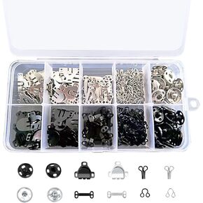 FMLSTIC 100 Pairs 3 Styles snap Buttons Hook and Eye Pants Buckle for Trousers Skirt Dress Bra Sewing DIY Crafting