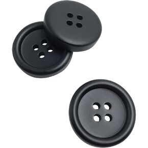 20PCS 30mm Matte Black Buttons Large Resin Buttons for DIY Sewing Tailor Crafts Coats Clothes 1 1/5 inch PT1227