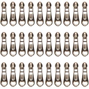 Uniquer 30Pcs #5 Metal Heart Shape Zipper Pull Heads Replacement Gold Nylon Coil Zipper Pulls 1.65nch Clothing Zipper Sliders Tag for DIY Craft Clothes Luggage Purse Bag Accessories