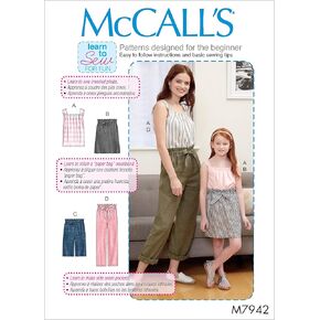 McCall's Patterns McCall's Learn Tank Tops, Skirts, Shorts, and Pants, Women's 8-22 and Girl's Sizes 3-8 Sewing Pattern, White