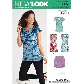 NEW LOOK Sewing Pattern 6577 - Misses' Knit Tops, A(6-8-10-12-14-16-18)