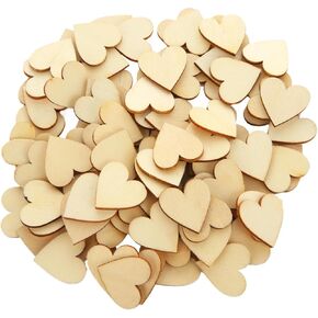 500 PCS 1 inch Wooden Hearts for Crafts Small Wood Heart Cutouts Slices Unfinished Blank Wooden Hearts Shapes Wood Sheets for Wedding Guest Book, Valentine's Day, Wooden DIY Ornaments