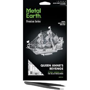 Metal Earth Fascinations Premium Series Queen Anne's Revenge 3D Metal Model Kit Bundle with Tweezers
