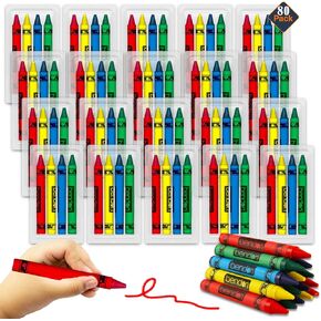 Bendon 80 Bulk Jumbo Crayons Set - 20 Individually Packaged 4-Packs of Big Chubby Crayons - Large Non-Toxic | School Supplies, Goodie Bags, Stocking Stuffers